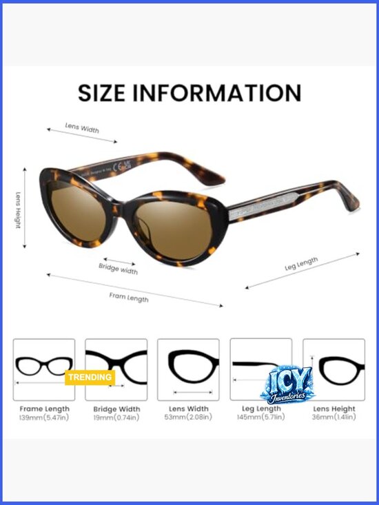 Retro Oval Cat Eye Polarized Sunglasses UV Protection Narrow